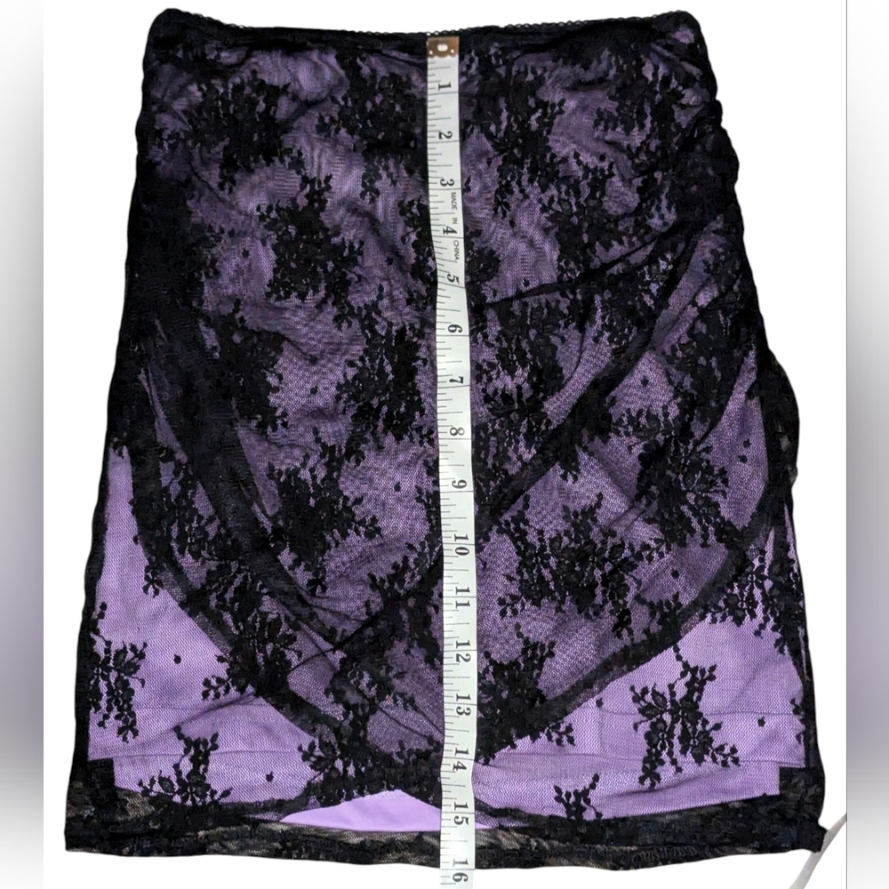 Urban Outfitters Y2K Black Lace Coquette Goth Fairycore Purple Mini Skirt XS - Picture 11 of 14